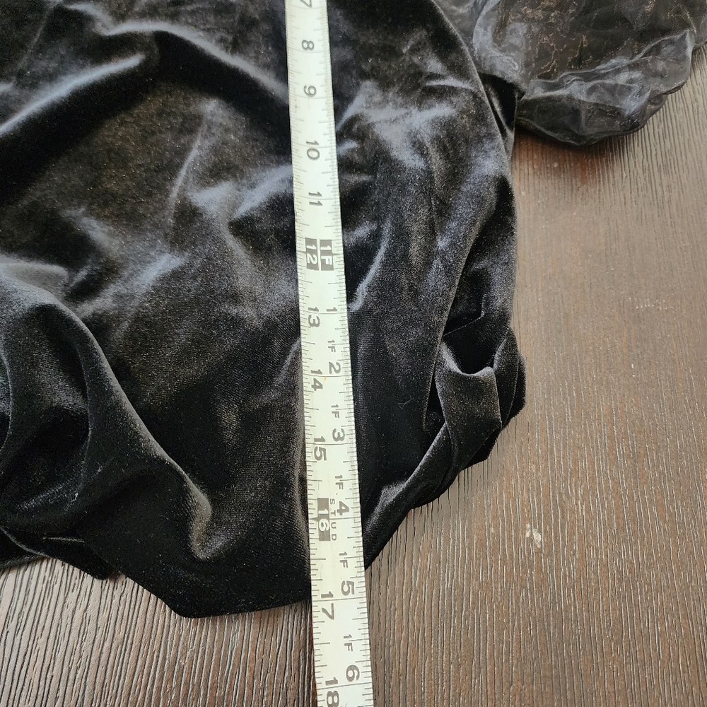 MAEVE By Anthropologie Puff-Sleeve Velvet Blouse Women's Size Medium M Black - Picture 10 of 10